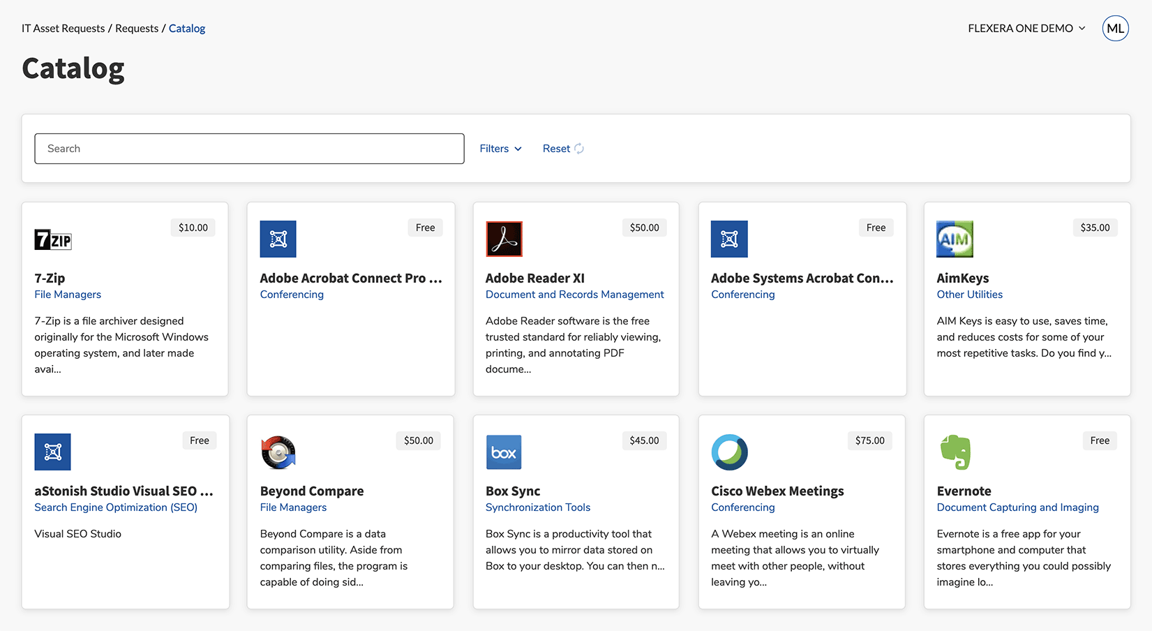 Demo Dashboard Softwareanforderung und -umwidmung