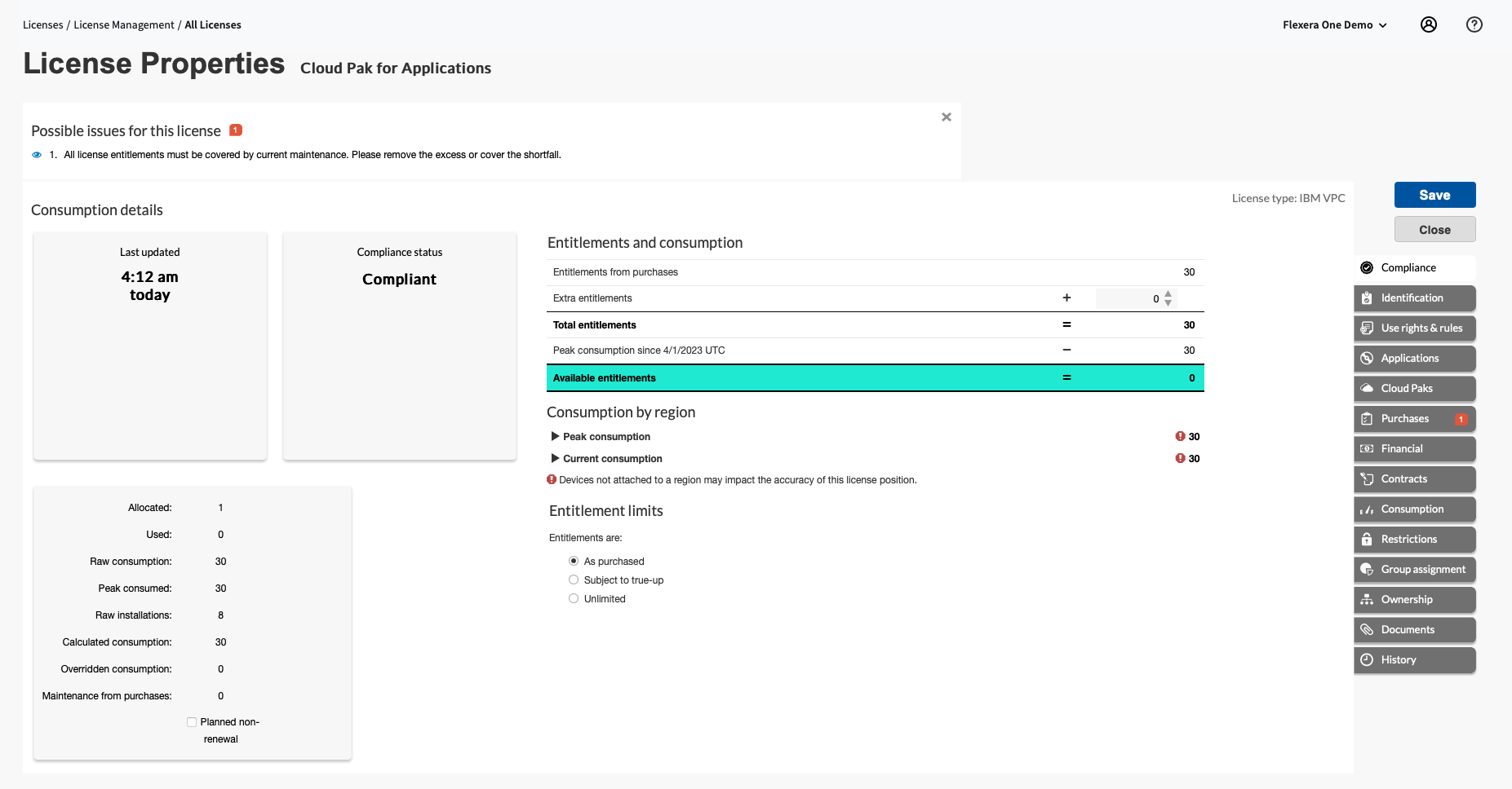 IBM Cloud Pak License Properties